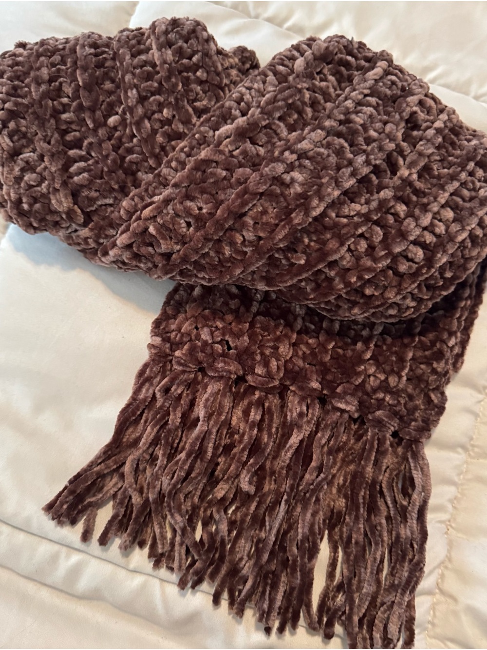 Cozy Brown Chunky Knit Scarf - Women Accessories
